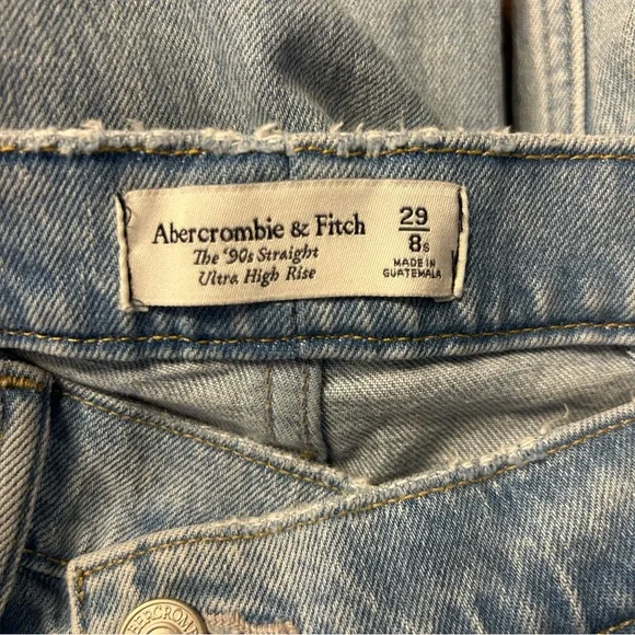 Abercrombie & Fitch ‘90s Straight Ultra High Rise Asymetrical Waist Jeans, 29/8s - Picture 8 of 10